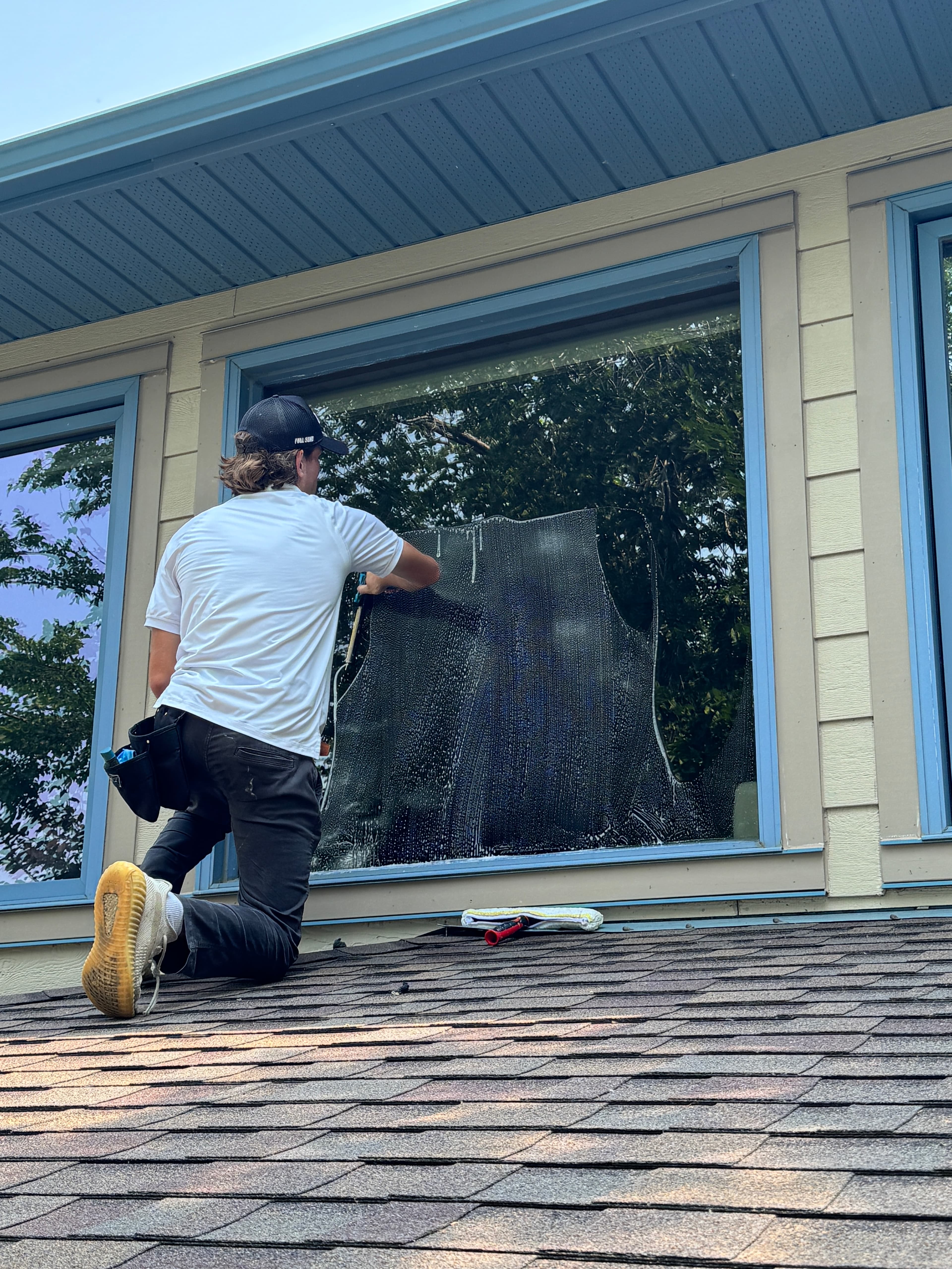 Commercial exterior cleaning project showing polished results